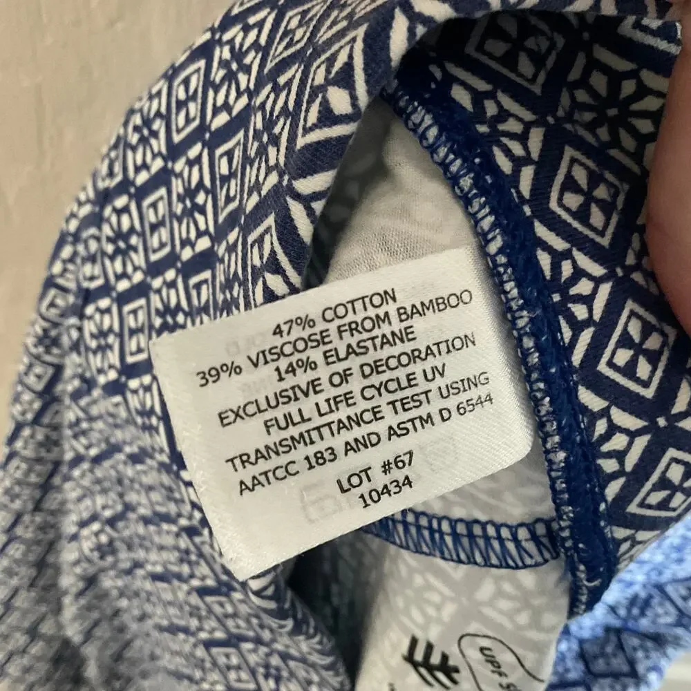 Coolibar UPF 50+ Blue Printed Matiz‎ Ruched Capris - Size Small